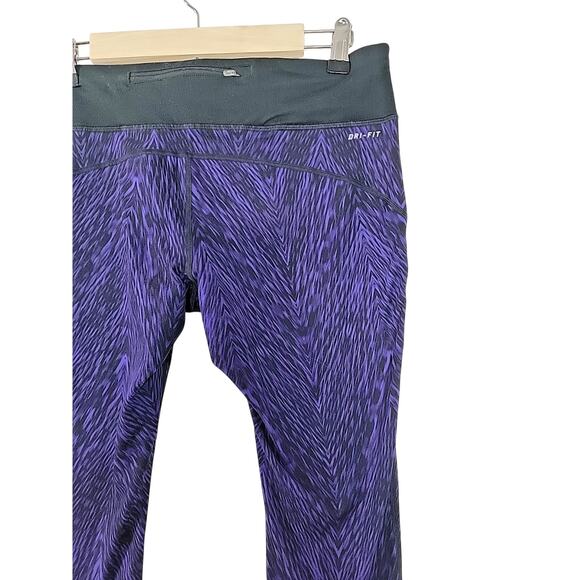Nike Dri-Fit Capri Leggings Women’s Purple Print Wide Waistband Pocket - Picture 5 of 9